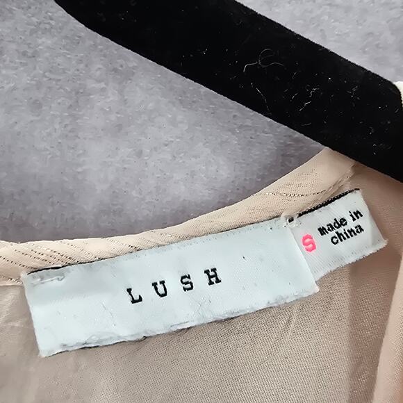 Lush Cream Long Sleeve Flare Ruffle Cutout Tie Cottage Fairy Dress Small - Picture 7 of 8